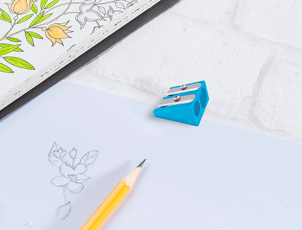 TAILLE-CRAYON LIDERPAPEL METALLIQUE 2 USAGES COLORIS BLEU