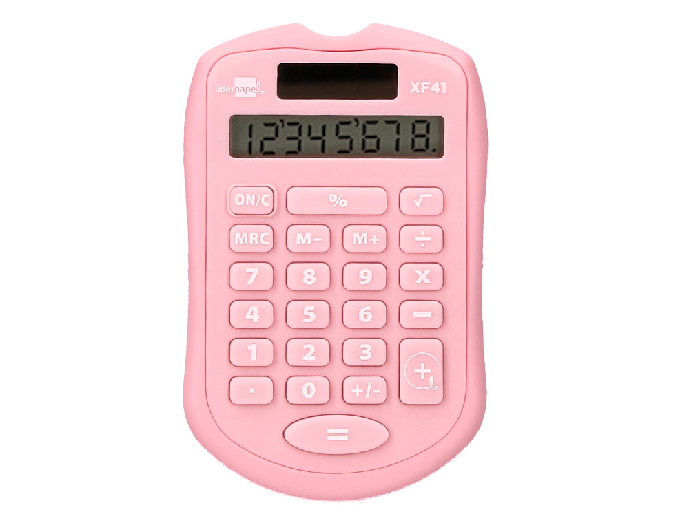 CALCULATRICE DE POCHE LIDERPAPEL XF41 8 CHIFFRES SOLAIRE ET PILES 94X59,5X10,5MM COLORIS ROSE