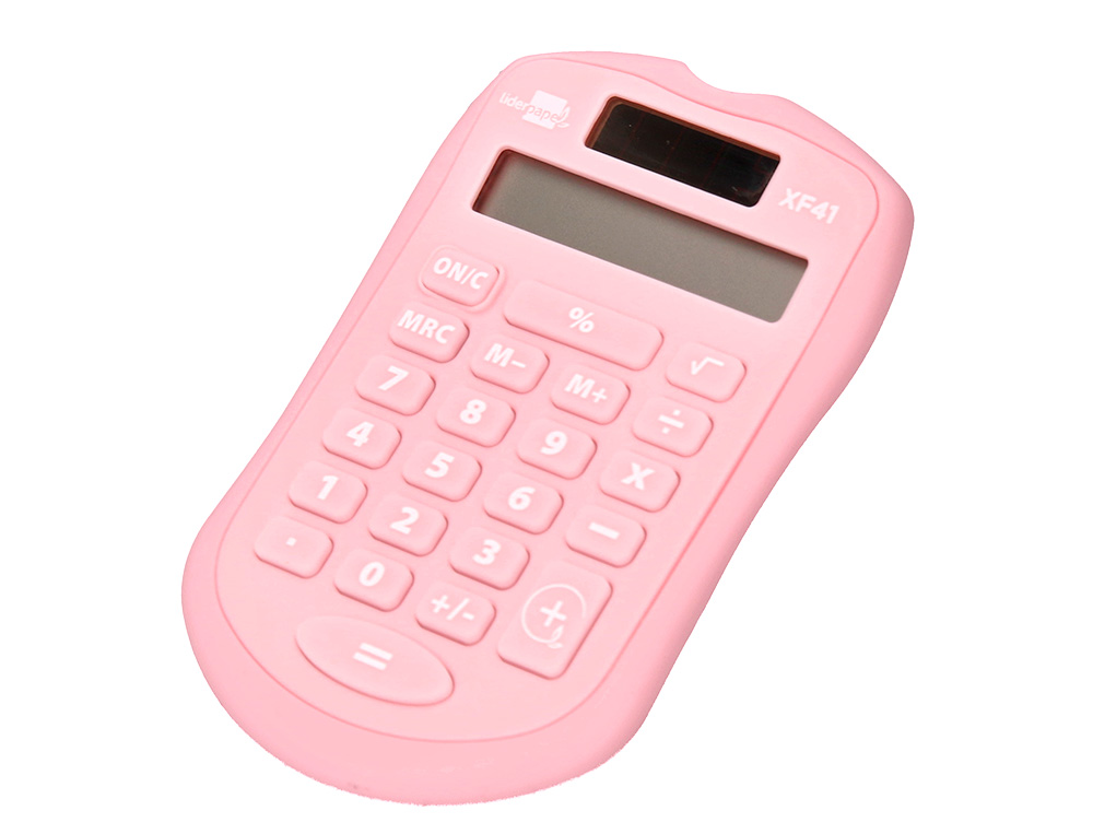 CALCULATRICE DE POCHE LIDERPAPEL XF41 8 CHIFFRES SOLAIRE ET PILES 94X59,5X10,5MM COLORIS ROSE