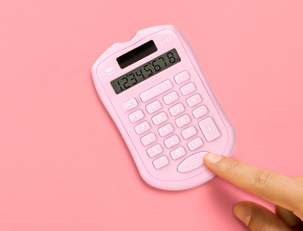 CALCULATRICE DE POCHE LIDERPAPEL XF41 8 CHIFFRES SOLAIRE ET PILES 94X59,5X10,5MM COLORIS ROSE
