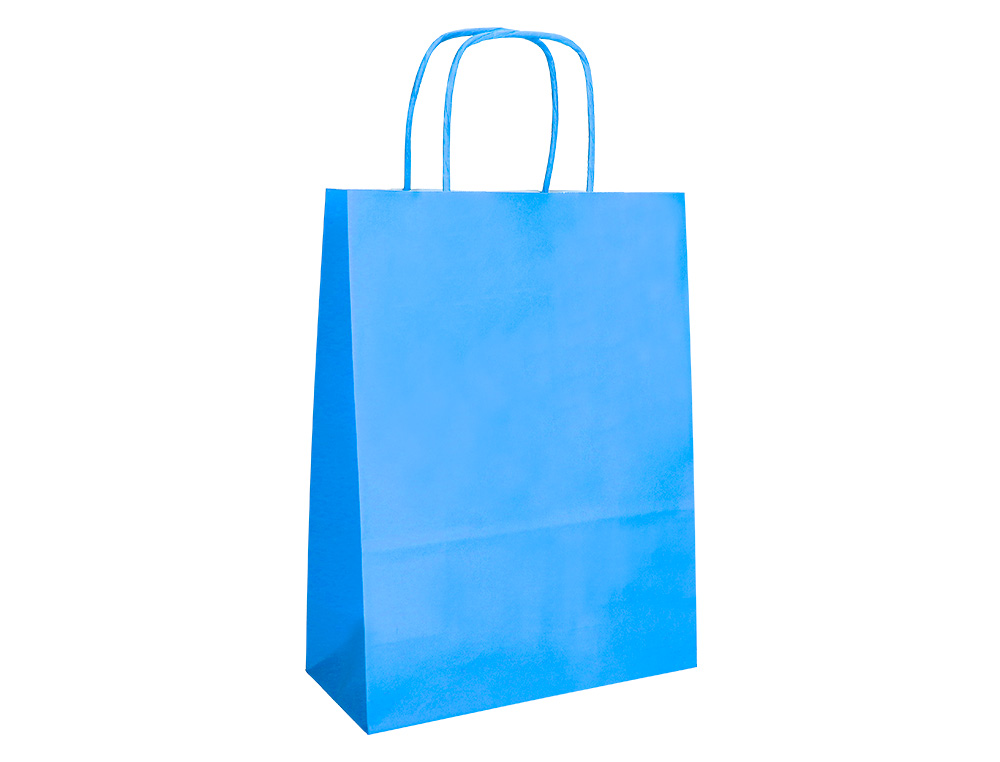 SAC PAPIER Q-CONNECT CELLULOSE S ANSE TORSADEE 240X320X10MM COLORIS BLEU CIEL