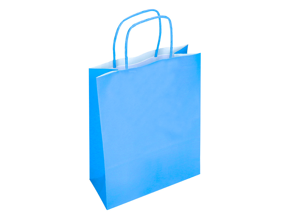 SAC PAPIER Q-CONNECT CELLULOSE S ANSE TORSADEE 240X320X10MM COLORIS BLEU CIEL