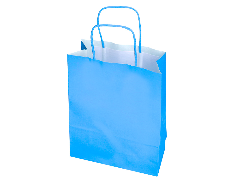 SAC PAPIER Q-CONNECT CELLULOSE S ANSE TORSADEE 240X320X10MM COLORIS BLEU CIEL