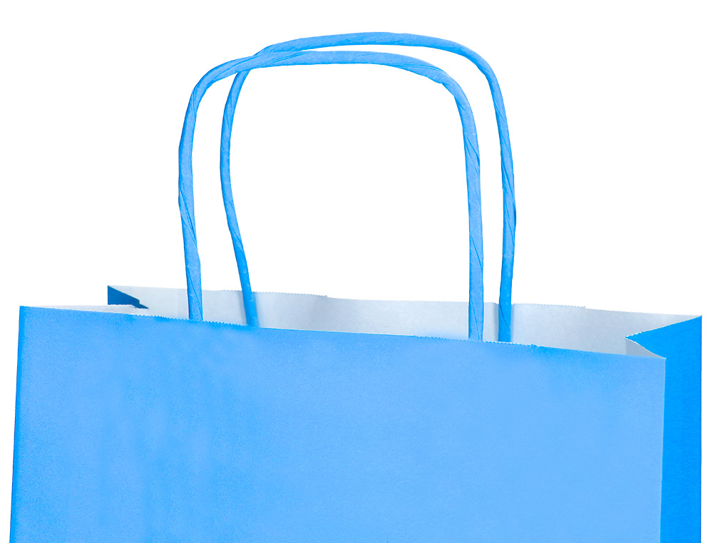 SAC PAPIER Q-CONNECT CELLULOSE S ANSE TORSADEE 240X320X10MM COLORIS BLEU CIEL