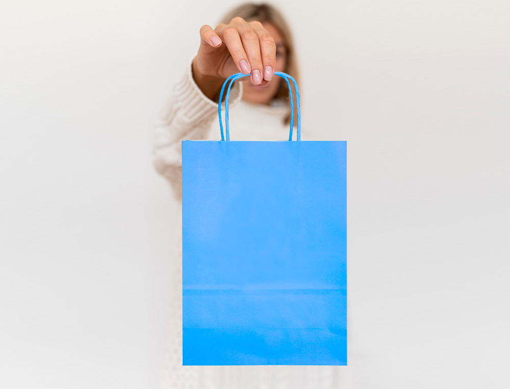 SAC PAPIER Q-CONNECT CELLULOSE S ANSE TORSADEE 240X320X10MM COLORIS BLEU CIEL