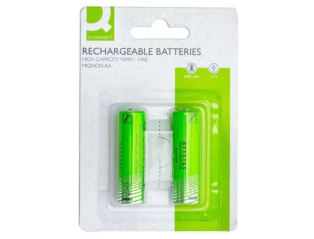 PILE Q-CONNECT ALCALINE AA RECHARGEABLE BLISTER 2 UNITES