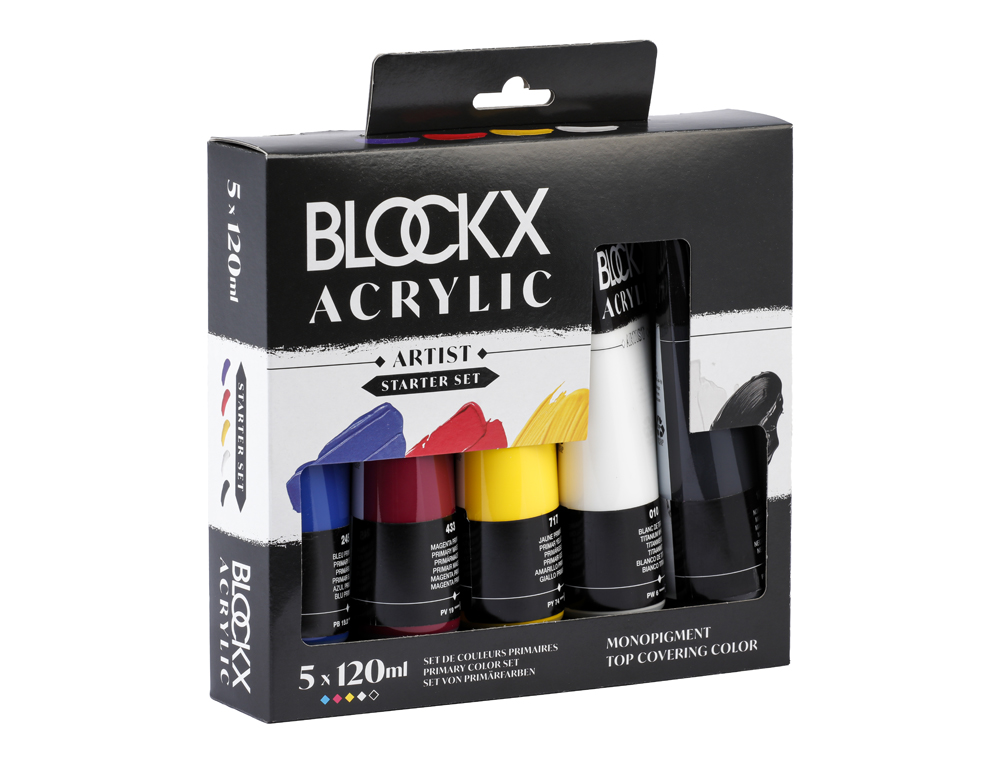 PEINTURE ACRYLIQUE CLAIREFONTAINE COULEURS PRIMAIRES TUBE 120ML SET 5 UNITES