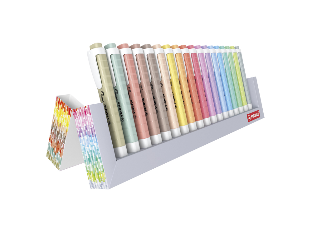SURLIGNEUR STABILO SWING COOL NATURECOLORS POINTE BISEAUTEE LARGEUR TRACE 1/4MM COLORIS ASSORTIS PACK CHEVALET 18 UNI