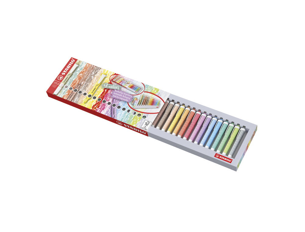 SURLIGNEUR STABILO SWING COOL NATURECOLORS POINTE BISEAUTEE LARGEUR TRACE 1/4MM COLORIS ASSORTIS PACK CHEVALET 18 UNI
