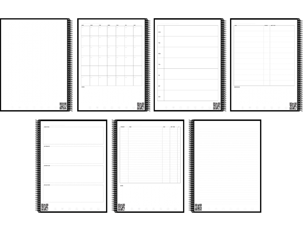 CAHIER CONNECTE BIC ROCKETBOOK FUSION EXECUTIVE   REUTILISABLE A5 42P AVEC      STYLO ET SERVIETTE MICROFIBRE
