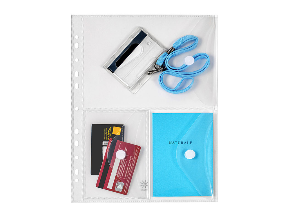 POCHETTE VIQUEL PERFOREE A4 3 COMPARTIMENTS PP FERMETURE RABAT ET SCRATCH INCOLORE