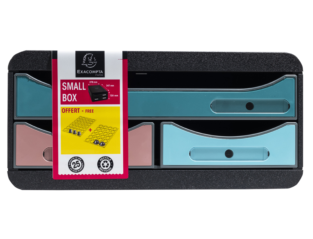 MODULE CLASSEMENT EXACOMPTA SMALL BOX SKANDI 3 TIROIRS COLORIS ASSORTIS