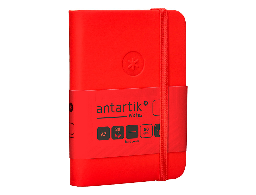 CARNET A7 ANTARTIK NOTES PAPIER UNI IVOIRE COUVERTURE RIGIDE FERMETURE ELASTIQUE 160PAGES 80GR COLORIS ROUGE