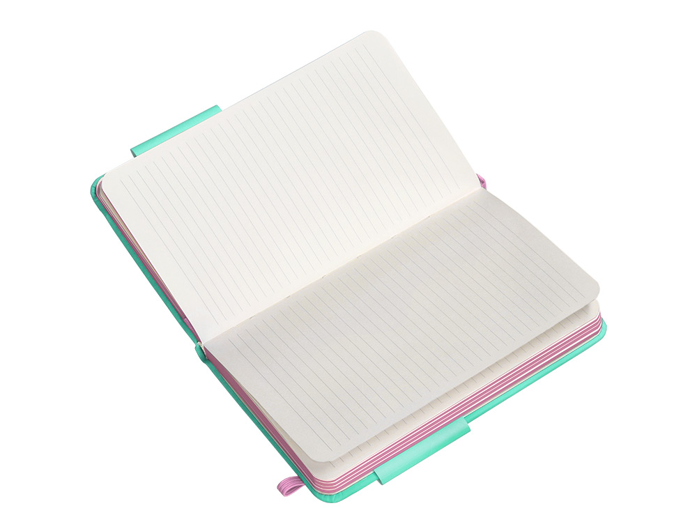 CARNET A6 ANTARTIK NOTES LIGNECOUVERTURE RIGIDE FERMETURE ELASTIQUE ROSE 200 PAGES 80GR COLORIS TURQUOISE