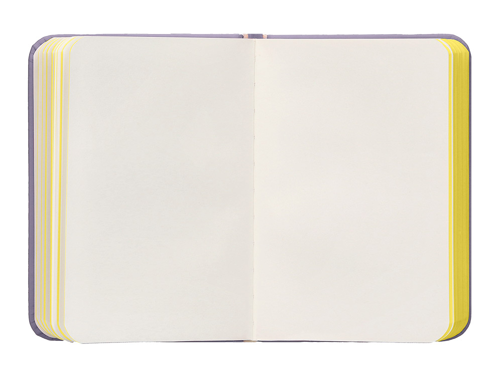 CARNET A7 ANTARTIK NOTES PAPIER UNI IVOIRE COUVERTURE RIGIDE FERMETURE ELASTIQUE JAUNE 80 PAGES 80GR COLORIS LILAS