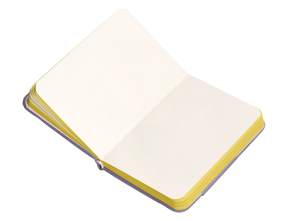 CARNET A7 ANTARTIK NOTES PAPIER UNI IVOIRE COUVERTURE RIGIDE FERMETURE ELASTIQUE JAUNE 80 PAGES 80GR COLORIS LILAS