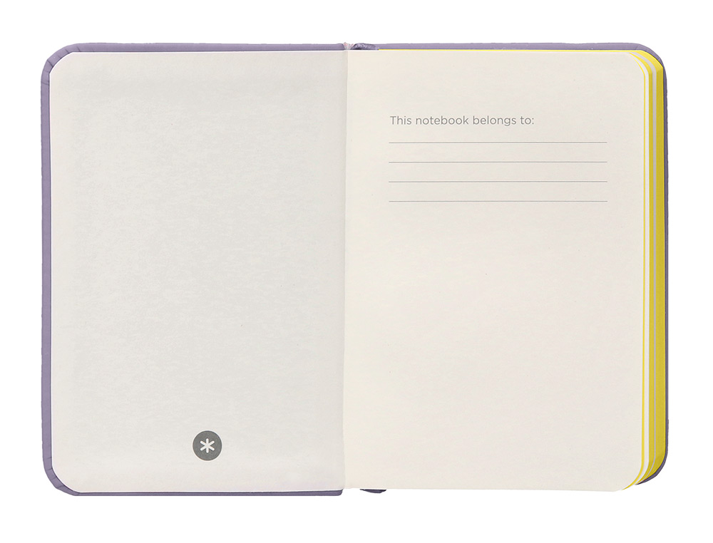 CARNET A7 ANTARTIK NOTES PAPIER UNI IVOIRE COUVERTURE RIGIDE FERMETURE ELASTIQUE JAUNE 80 PAGES 80GR COLORIS LILAS