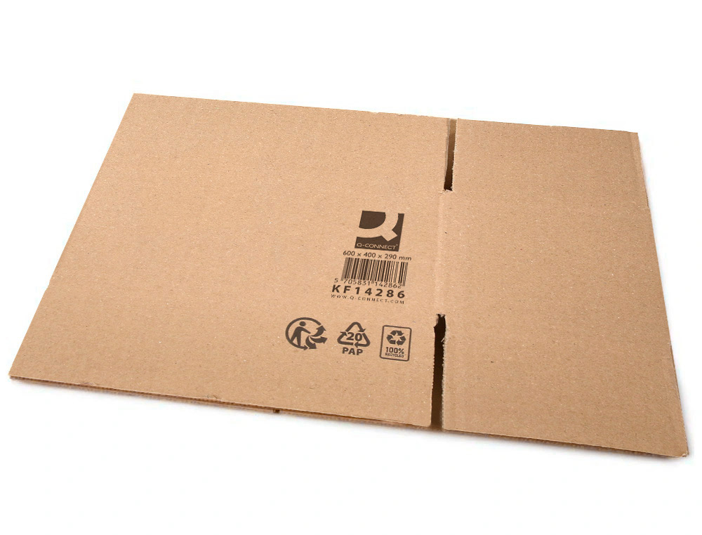 CAISSE AMERICAINE Q-CONNECT ULTRA-RESISTANTE CARTON RECYCLE DOUBLE CANNELURE 7MM 600X400X290MM COLORIS KRAFT