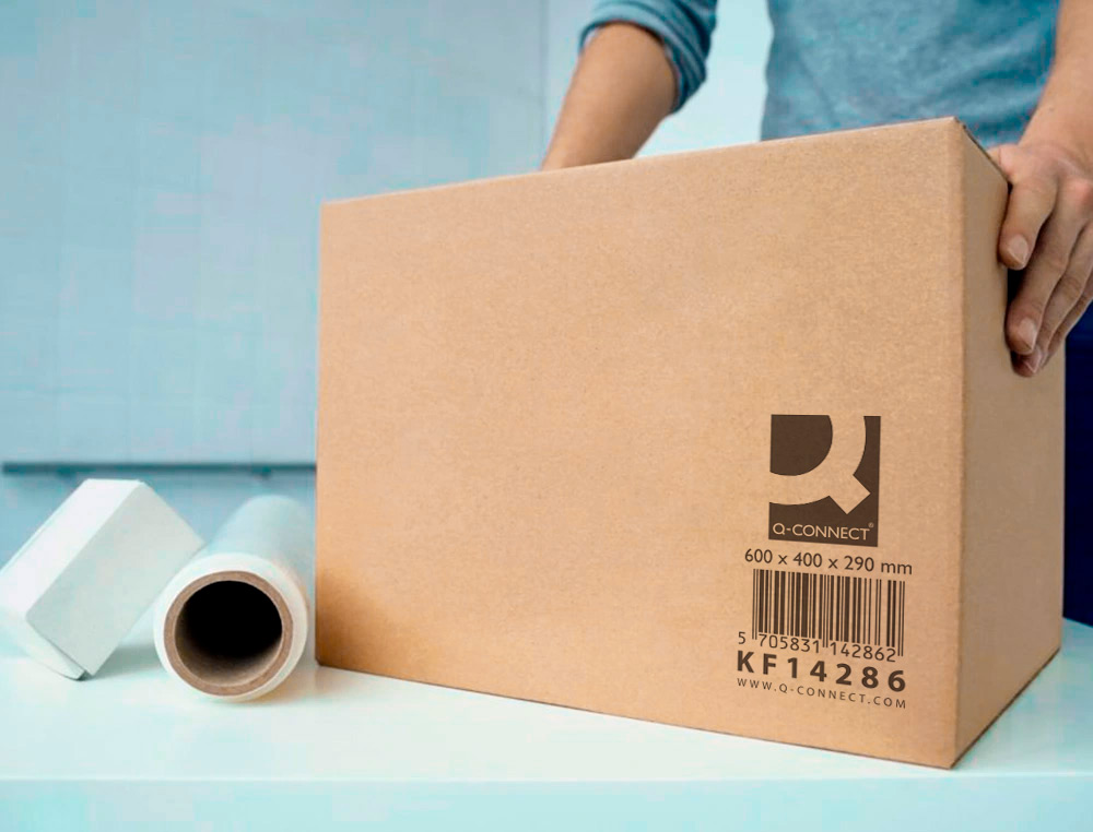 CAISSE AMERICAINE Q-CONNECT ULTRA-RESISTANTE CARTON RECYCLE DOUBLE CANNELURE 7MM 600X400X290MM COLORIS KRAFT
