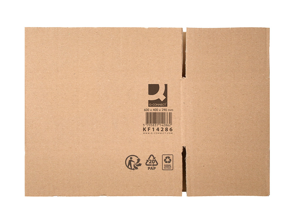 CAISSE AMERICAINE Q-CONNECT ULTRA-RESISTANTE CARTON RECYCLE DOUBLE CANNELURE 7MM 600X400X290MM COLORIS KRAFT
