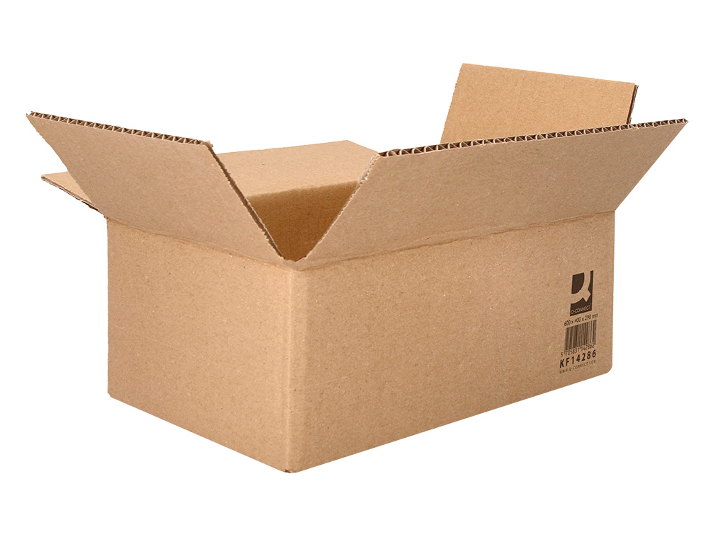 CAISSE AMERICAINE Q-CONNECT ULTRA-RESISTANTE CARTON RECYCLE DOUBLE CANNELURE 7MM 600X400X290MM COLORIS KRAFT