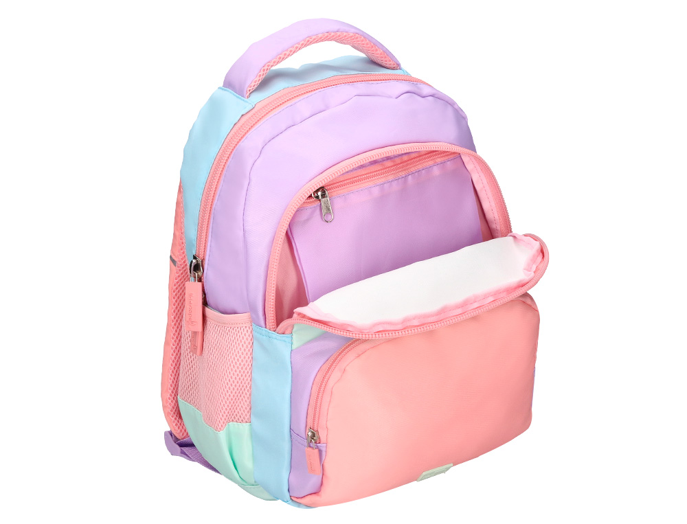 SAC A DOS LIDERPAPEL SCOLAIRE MULTIPOCHES ET MULTICOULEURS PASTEL 35X11X27CM