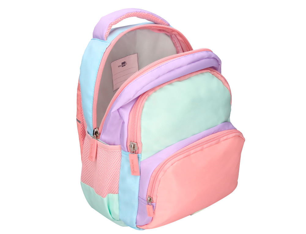 SAC A DOS LIDERPAPEL SCOLAIRE MULTIPOCHES ET MULTICOULEURS PASTEL 35X11X27CM