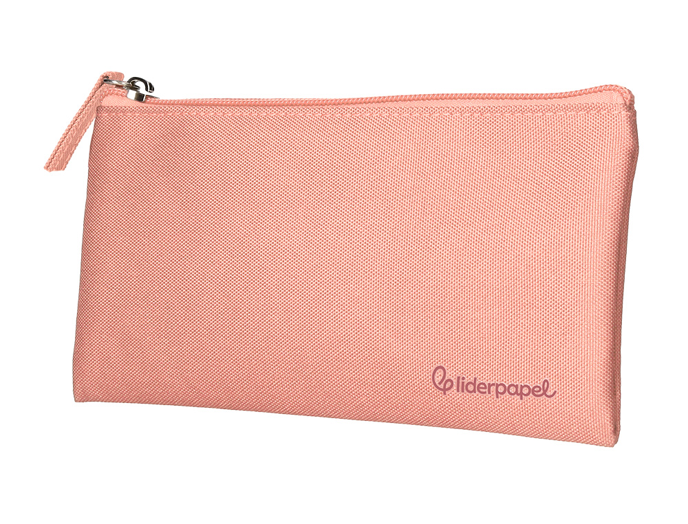 FOURRE-TOUT LIDERPAPEL PLAT 1 COMPARTIMENT 20X10CM COLORIS ROSE PECHE
