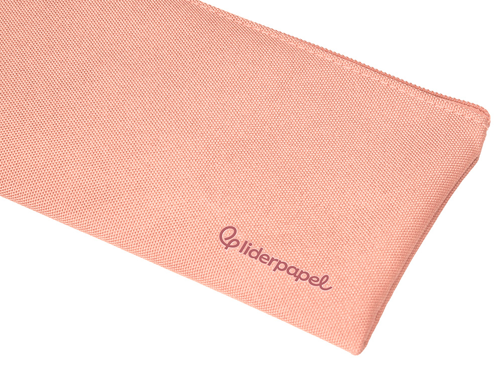 FOURRE-TOUT LIDERPAPEL PLAT 1 COMPARTIMENT 20X10CM COLORIS ROSE PECHE
