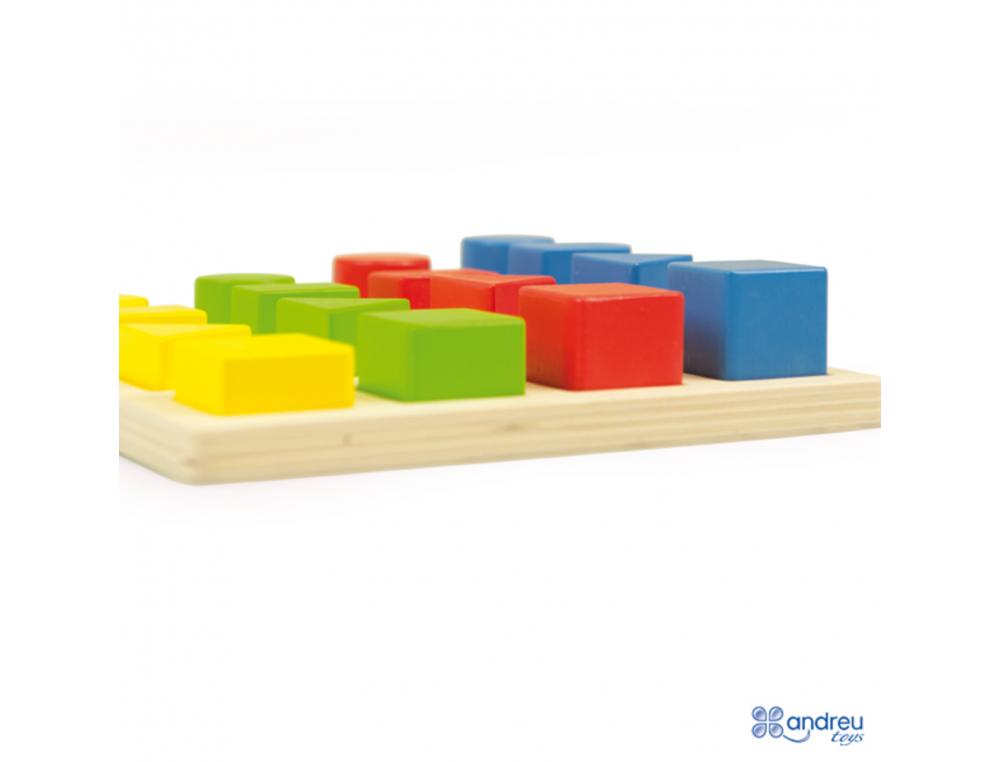JEUX D ASSOCIATION ANDREU TOYS ENCASTREMENT FORMES ET   COULEURS EN BOIS 16 PIECES 1  SUPPPORT