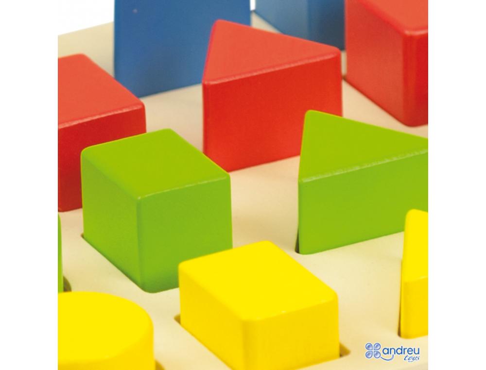 JEUX D ASSOCIATION ANDREU TOYS ENCASTREMENT FORMES ET   COULEURS EN BOIS 16 PIECES 1  SUPPPORT