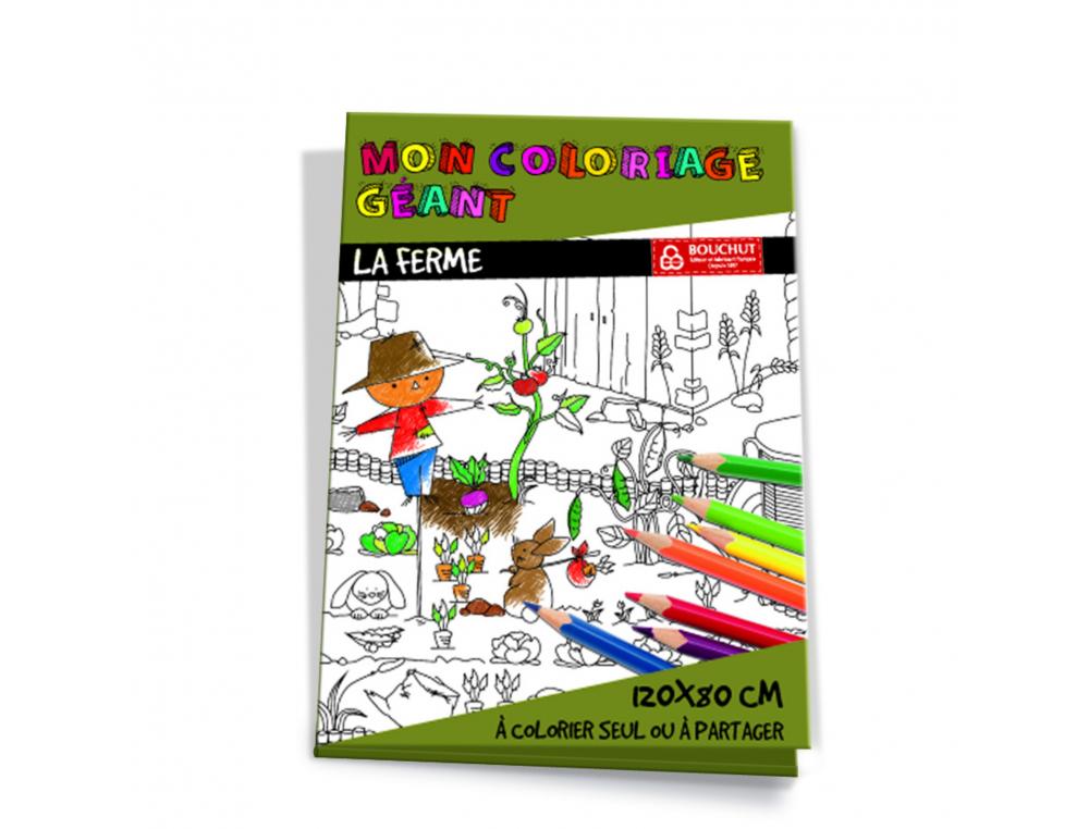 COLORIAGE GEANT BOUCHUT LA FERME 120X80CM PAPIER 150G IMPRESSION NOIR