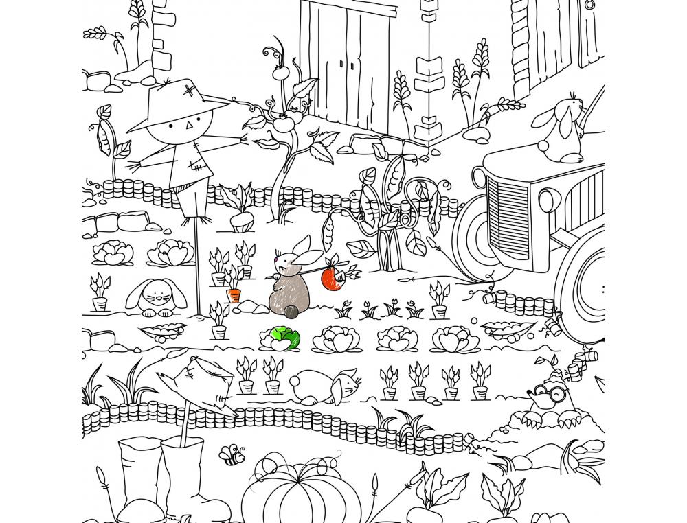 COLORIAGE GEANT BOUCHUT LA FERME 120X80CM PAPIER 150G IMPRESSION NOIR