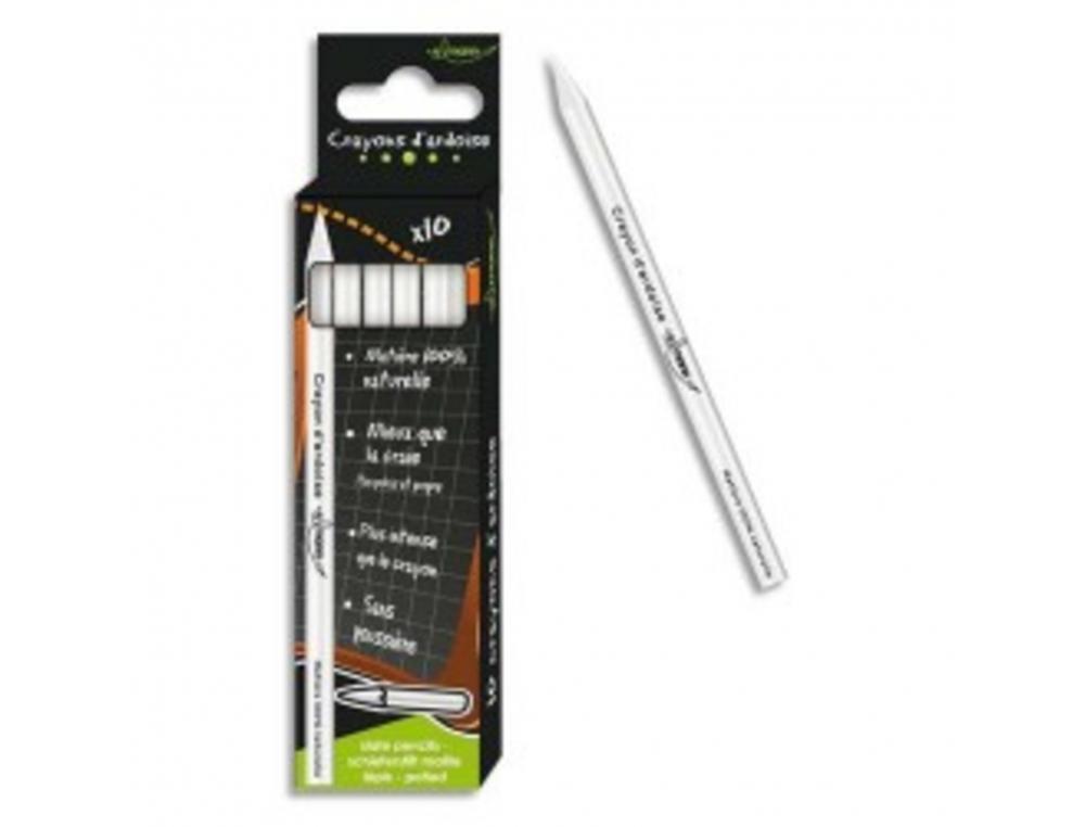 LOT CRAYONS BLANCS ULMANN POUR ARDOISES NOIRES ET       PIERRE 12 UNITES DONT 2       GRATUITS
