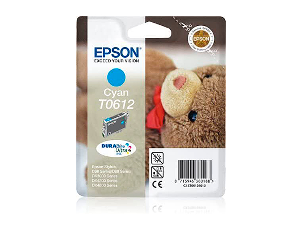 CARTOUCHE EPSON T0612 JET D'ENCRE C13T06124010 COULEUR CYAN 250P