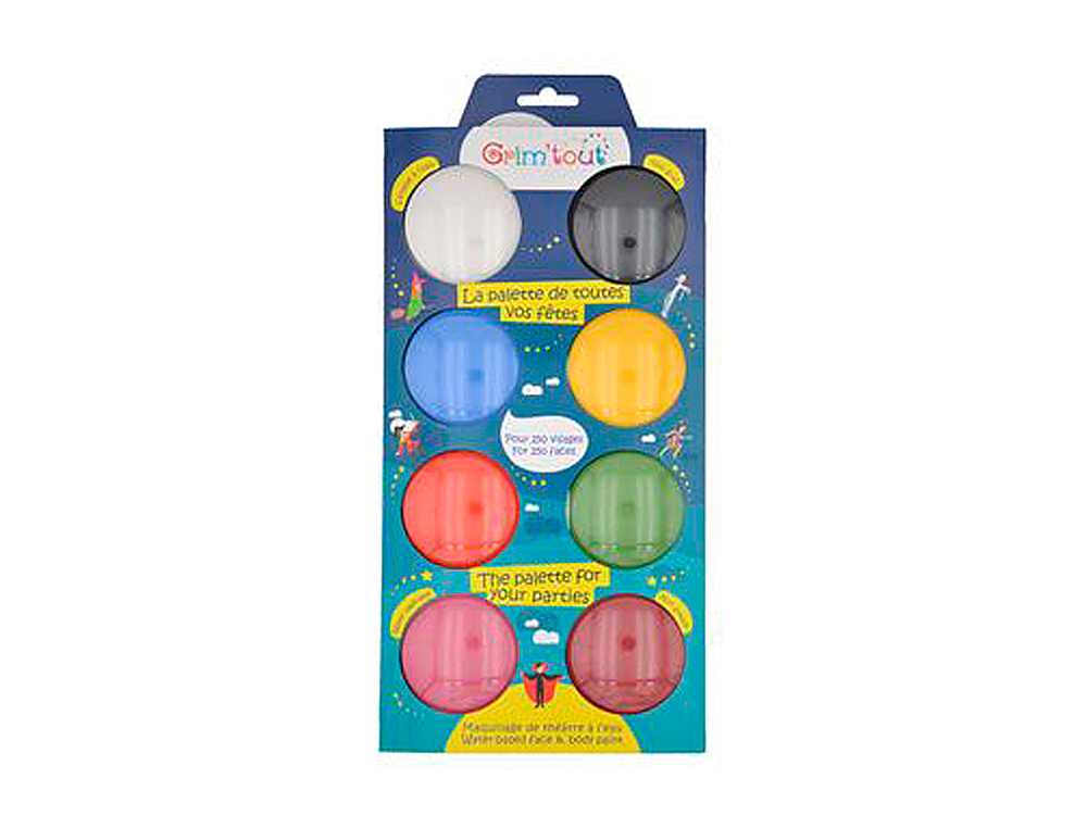 PALETTE MAQUILLAGE OZ INTERNATIONAL JUMBO GRIM'TOUT COLORIS ASSORTIS 8 GALETS 15ML 1 PINCEAU INCLUS