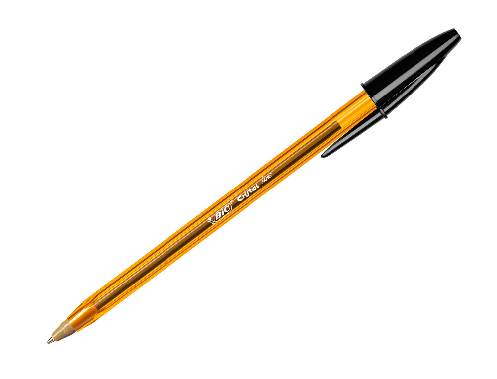STYLO-BILLE BIC CRISTAL ÉCRITURE FINE 0.4MM ENCRE CLASSIQUE BILLE INDÉFORMABLE CAPUCHON COULEUR ENCRE NOIR