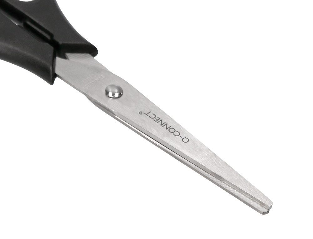 CISEAUX BUREAU Q-CONNECT ÉCONOMIQUE DROITIER LAMES INOX 170MM BRANCHES GAINÉES ABS BOUTS POINTUS COLORIS NOIR