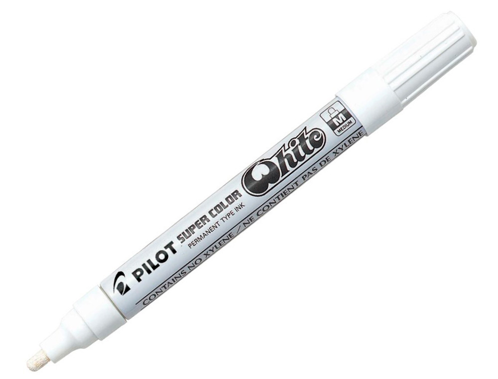 MARQUEUR PILOT FEUTRE PERMANENT ENCRE MÉTALLIQUE POINTE NON BISAUTÉE MEDIUM POLYACÉTATE 4.5MM BLANC