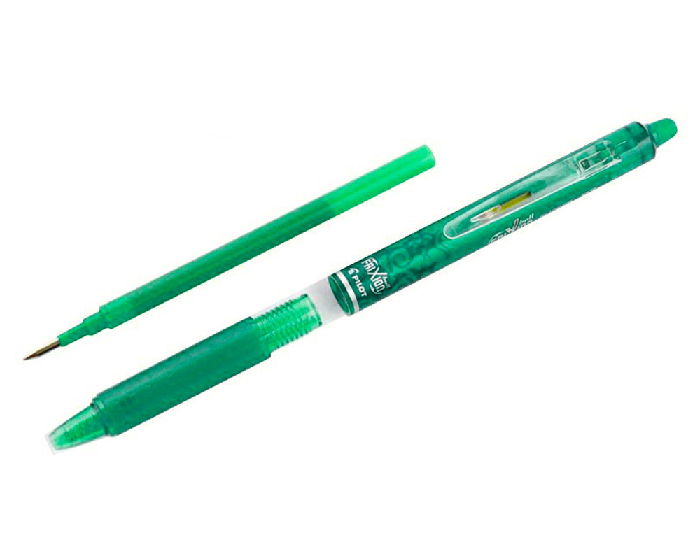 ROLLER PILOT FRIXION CLICKER ÉCRITURE MOYENNE 0.35MM ENCRE EFFAÇABLE GOMME SERTIE GRIP PREHENION RECHARGEABLE VERT