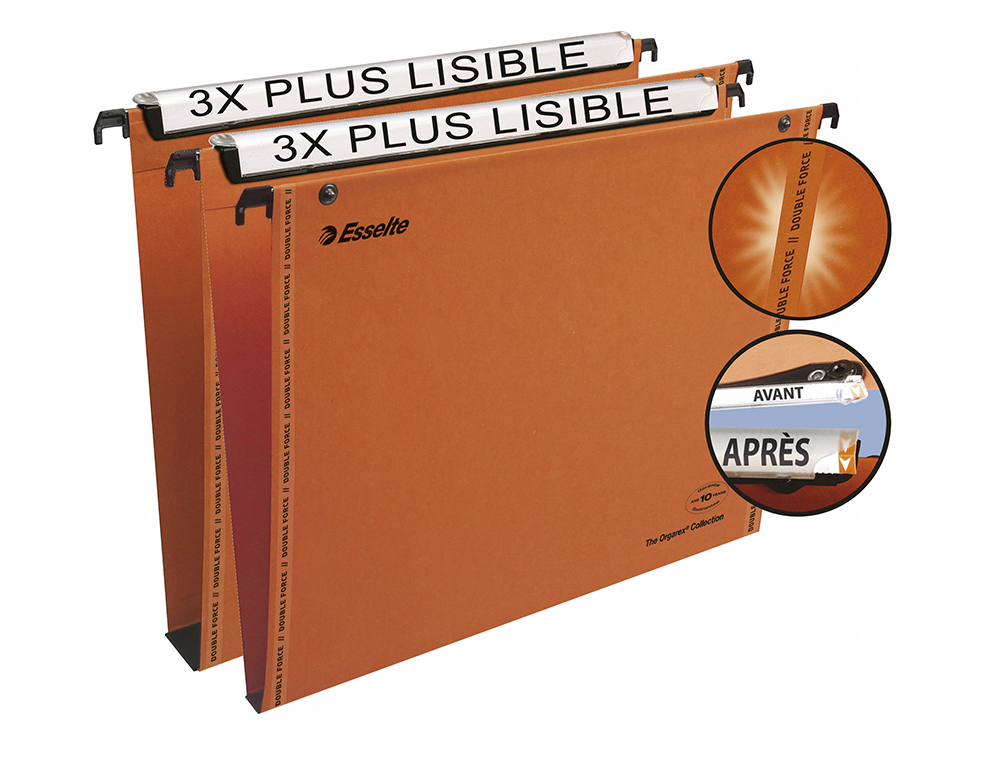 DOSSIER SUSPENDU ESSELTE VMG KRAFT ORANGE 240G TIROIR ENTRAXE 330MM H250MM FOND 30 PORTE-ÉTIQUETTE LARGE BOÎTE 25 UNITÉS
