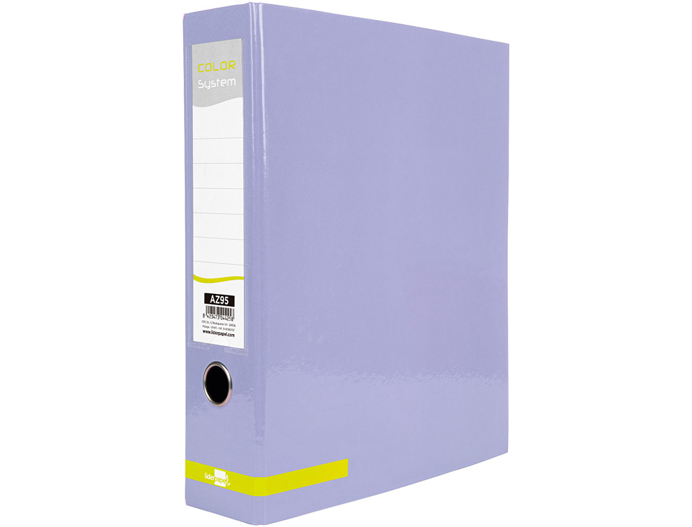 CLASSEUR A LEVIER LIDERPAPEL A4 COLOR SYSTEM DOS DE 80 MM  COLORIS LAVANDE
