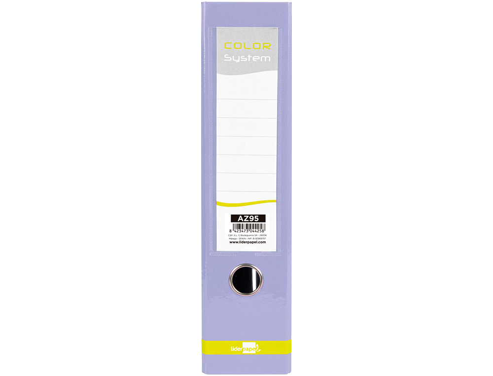 CLASSEUR A LEVIER LIDERPAPEL A4 COLOR SYSTEM DOS DE 80 MM  COLORIS LAVANDE