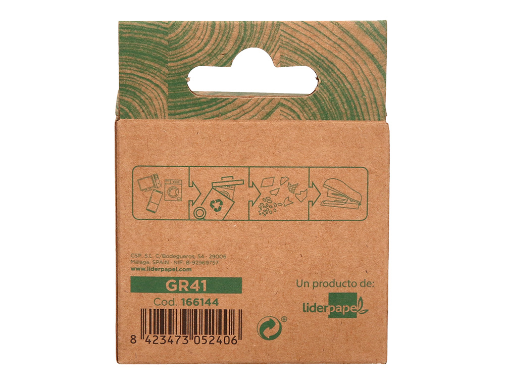 MINI AGRAFEUSE LIDERPAPEL ECOUSE CAPACITE 12 FEUILLES 100% PLASTIQUE RECYCLE BOITE DE 1000 AGRAFES INCLUSE