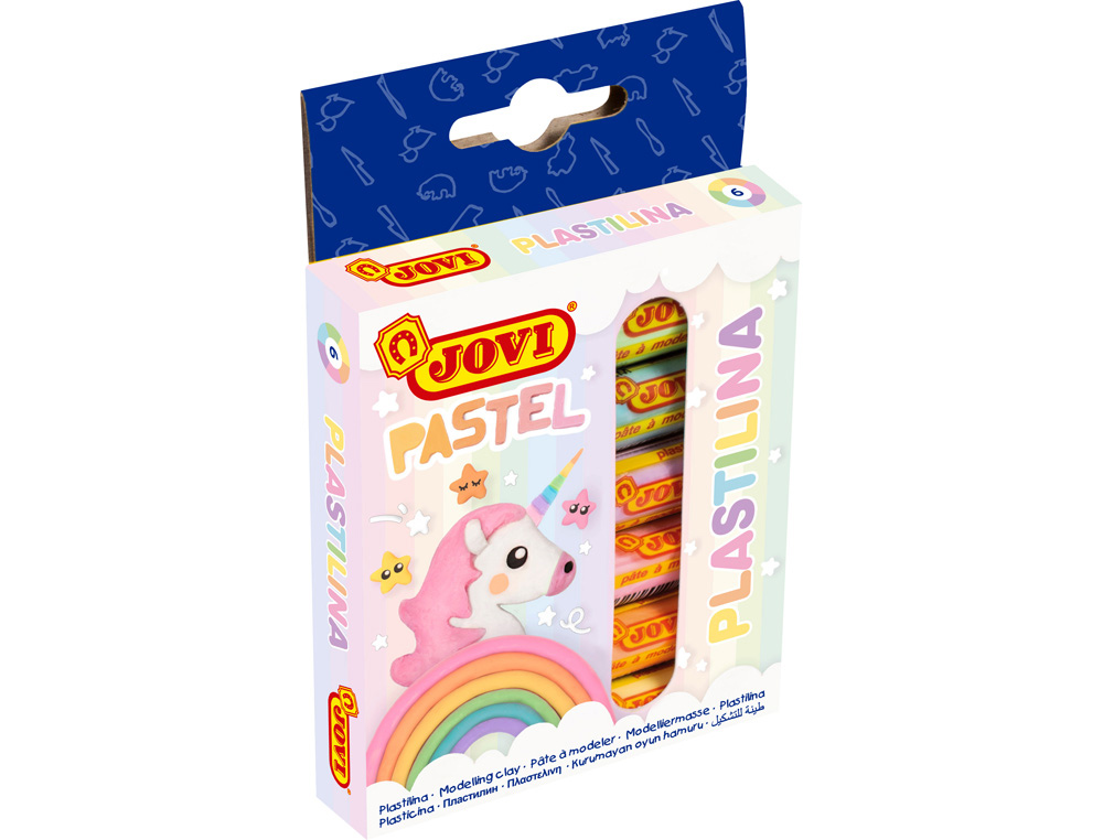 PATE A MODELER JOVI PLASTILINA VEGETALE ASSORTIMENT 6 PAINS 15G CHACUN COULEURS PASTEL
