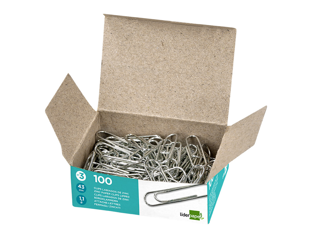 TROMBONE LIDERPAPEL ZINC BOUT ROND 43MM BOÎTE 100 UNITÉS