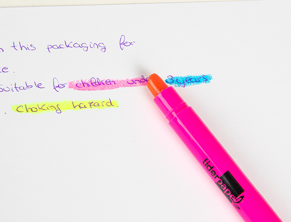 SURLIGNEUR LIDERPAPEL MARQUEUR CIRE GEL STICK APPLICATEUR FLUORESCENT POCHETTE DE 6