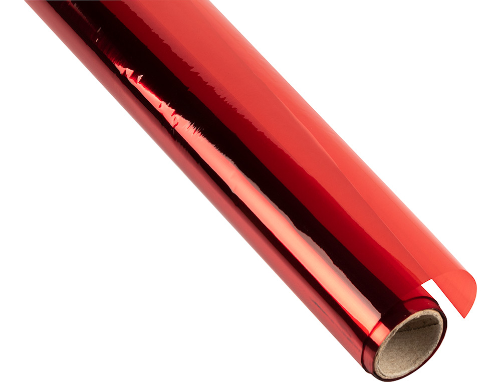 PAPIER CELLOPHANE LIDERPAPEL COLORIS ROUGE ROULEAU 0.60X10M