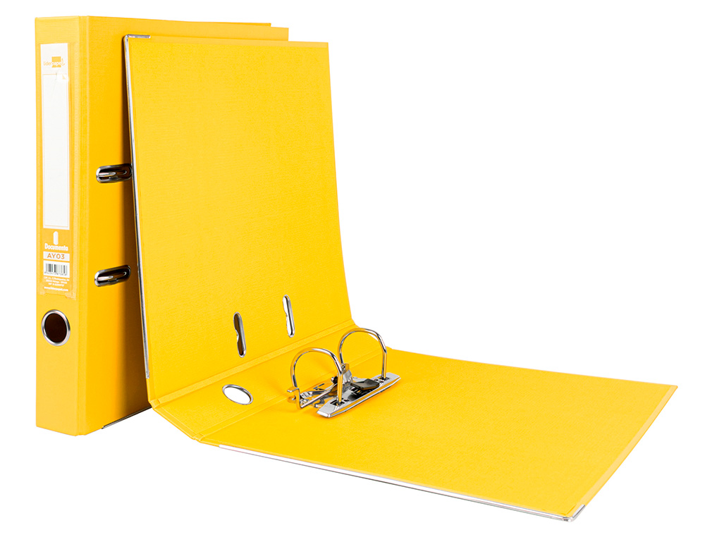 CLASSEUR LEVIER LIDERPAPEL A4 DOCUMENTA CARTON REMBORDÉ 1,9MM DOS 52MM RADO MÉTALLIQUE COLORIS JAUNE