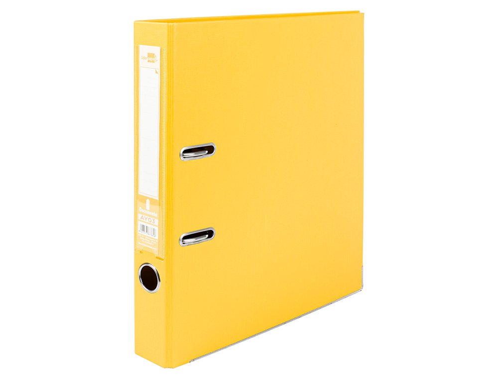 CLASSEUR LEVIER LIDERPAPEL A4 DOCUMENTA CARTON REMBORDÉ 1,9MM DOS 52MM RADO MÉTALLIQUE COLORIS JAUNE
